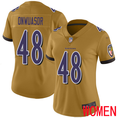 Baltimore Ravens Limited Gold Women Patrick Onwuasor Jersey NFL Football #48 Inverted Legend